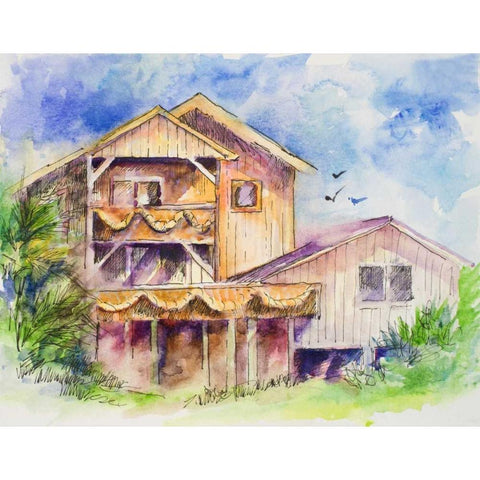 Folly Beach White Modern Wood Framed Art Print by Slivka, Jane