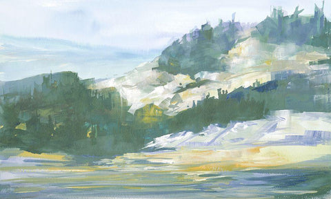 Morning On The Island White Modern Wood Framed Art Print with Double Matting by Slivka, Jane