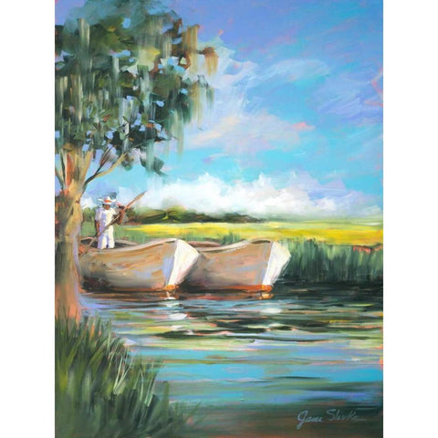 On the Water Black Modern Wood Framed Art Print with Double Matting by Slivka, Jane