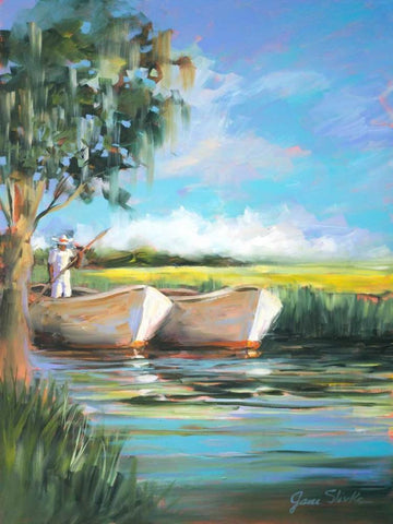 On the Water Black Ornate Wood Framed Art Print with Double Matting by Slivka, Jane