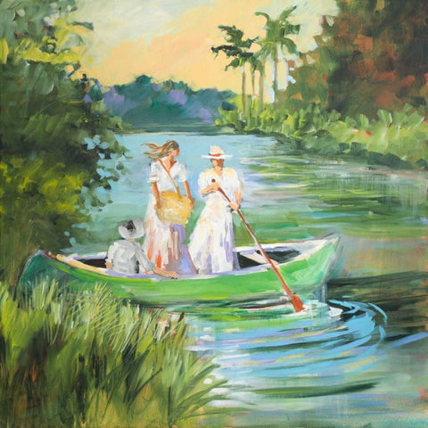 Out for a Row White Modern Wood Framed Art Print with Double Matting by Slivka, Jane