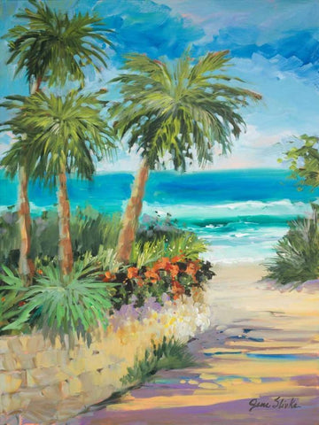 Palm Path White Modern Wood Framed Art Print with Double Matting by Slivka, Jane