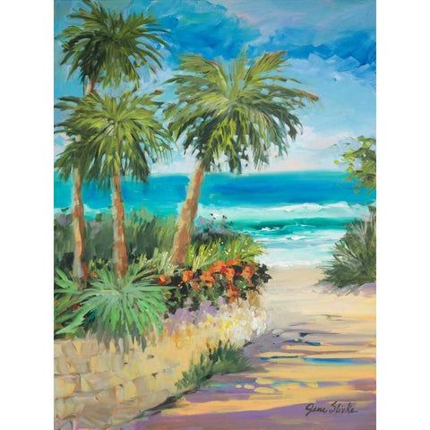 Palm Path Black Modern Wood Framed Art Print with Double Matting by Slivka, Jane
