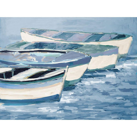 Blue Keep Rowing White Modern Wood Framed Art Print by Slivka, Jane