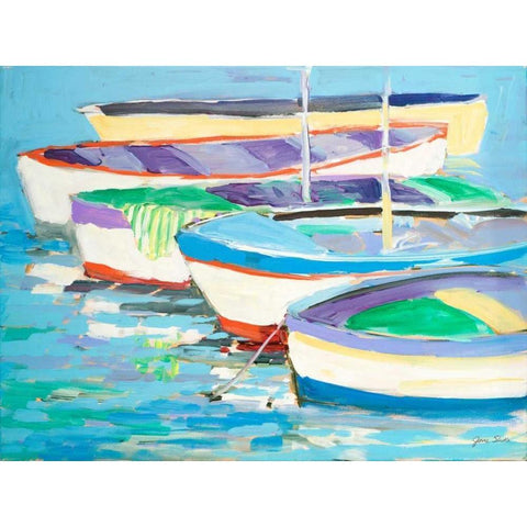 Row Your Boats Black Modern Wood Framed Art Print by Slivka, Jane