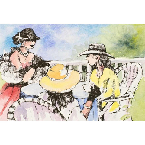 Tea Party White Modern Wood Framed Art Print by Slivka, Jane