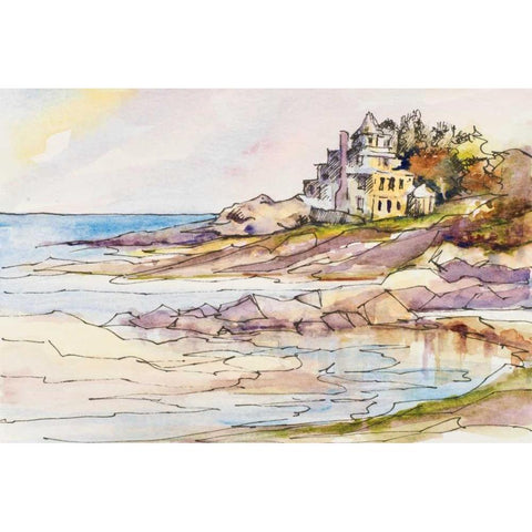 Waterfront II Black Modern Wood Framed Art Print with Double Matting by Slivka, Jane
