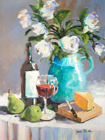 White Peonies I White Modern Wood Framed Art Print with Double Matting by Slivka, Jane