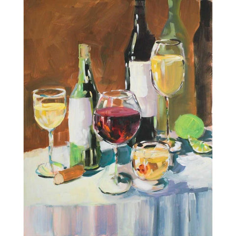 Wine Party White Modern Wood Framed Art Print by Slivka, Jane