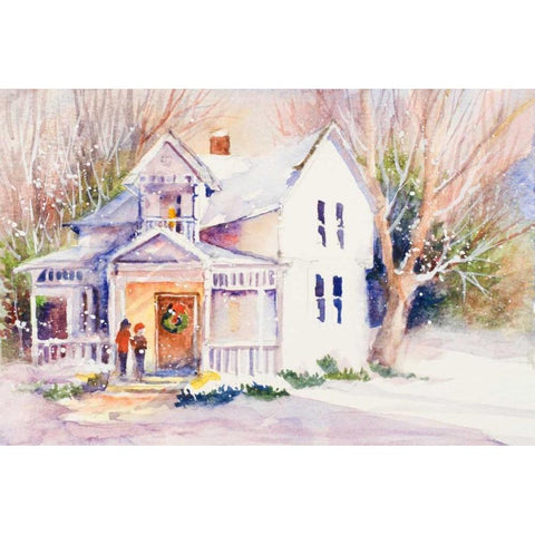Winter Stroll Gold Ornate Wood Framed Art Print with Double Matting by Slivka, Jane
