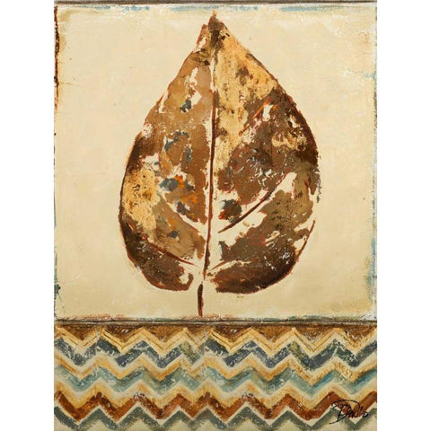 Chevron Leaf I White Modern Wood Framed Art Print by Pinto, Patricia