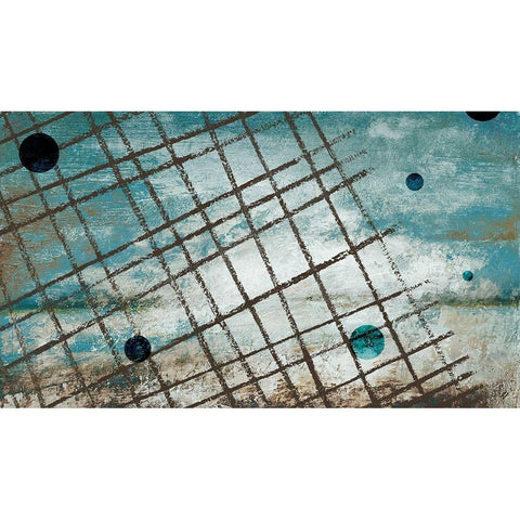 Return to the Blue Abstract I Black Modern Wood Framed Art Print with Double Matting by Marcon, Michael