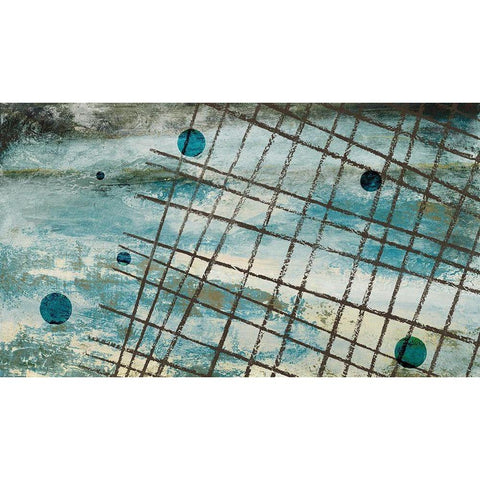 Return to the Blue Abstract II Black Modern Wood Framed Art Print with Double Matting by Marcon, Michael