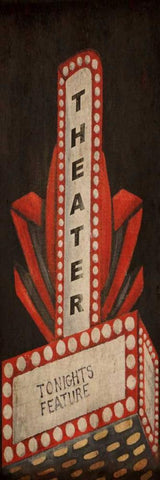 Now Showing Theater White Modern Wood Framed Art Print with Double Matting by Ritter, Gina