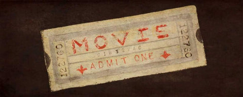 Now Showing Tickets White Modern Wood Framed Art Print with Double Matting by Ritter, Gina