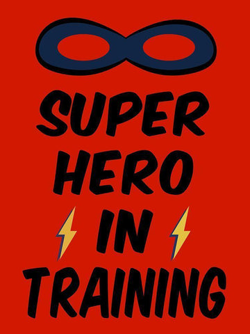 Super Hero in Training White Modern Wood Framed Art Print with Double Matting by SD Graphics Studio
