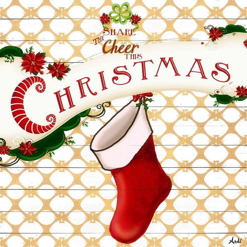 Gold Christmas Cheer I White Modern Wood Framed Art Print by Metz, Andi