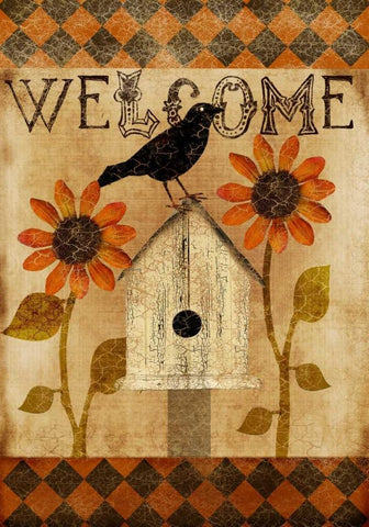 Welcome Fall Black Ornate Wood Framed Art Print with Double Matting by Albert, Beth