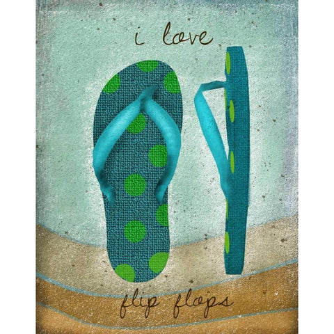 I Love Flip-flops White Modern Wood Framed Art Print by Albert, Beth