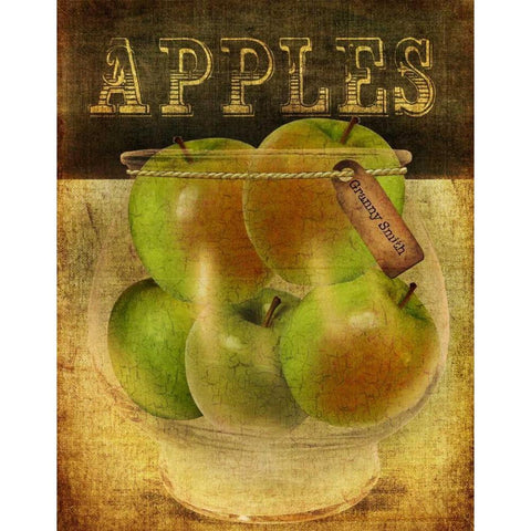 Grannysmith Apples White Modern Wood Framed Art Print by Albert, Beth