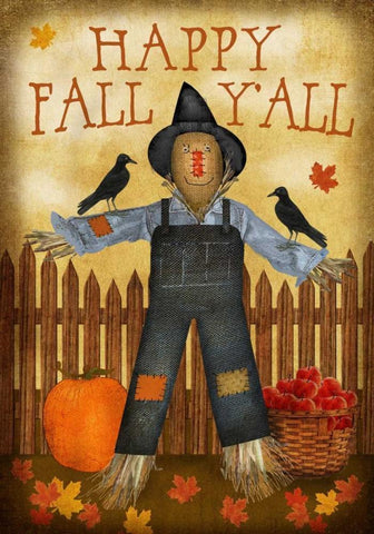 Happy Fall Yall Black Ornate Wood Framed Art Print with Double Matting by Albert, Beth