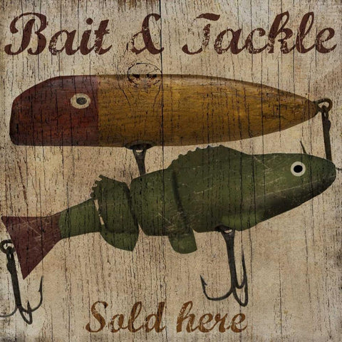 Bait and Tackle Black Ornate Wood Framed Art Print with Double Matting by Albert, Beth