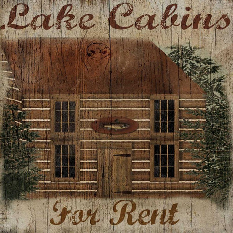 Lake Cabin Black Ornate Wood Framed Art Print with Double Matting by Albert, Beth