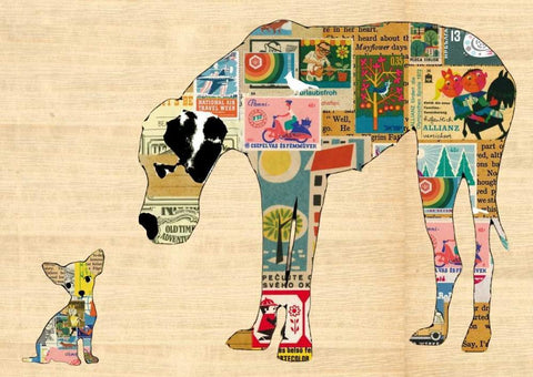 Big dog little dog Black Ornate Wood Framed Art Print with Double Matting by Schoen, Claudia