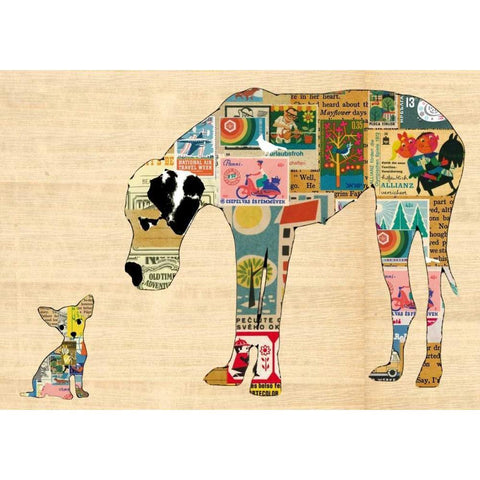 Big dog little dog Gold Ornate Wood Framed Art Print with Double Matting by Schoen, Claudia