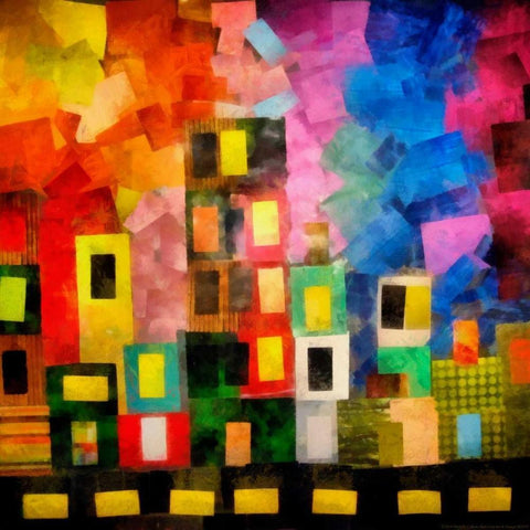 Night City White Modern Wood Framed Art Print by Calkins, Michelle
