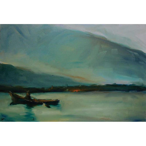 Orange Shore Black Modern Wood Framed Art Print with Double Matting by Hoffman, Kate