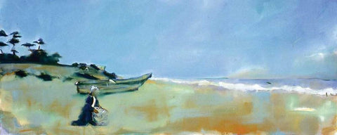 Ryoshi White Modern Wood Framed Art Print with Double Matting by Hoffman, Kate