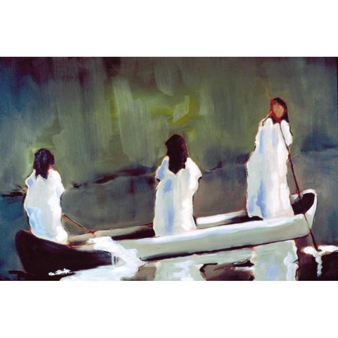 Tres Mujeres Black Modern Wood Framed Art Print by Hoffman, Kate