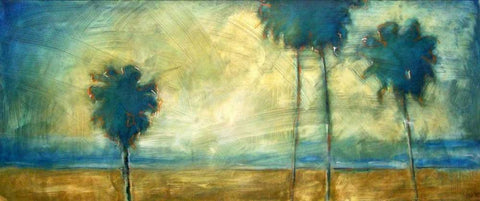 4 Palms White Modern Wood Framed Art Print with Double Matting by Hoffman, Kate