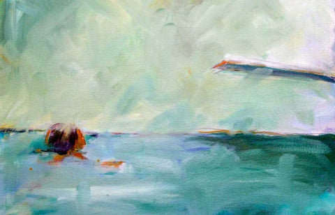 After the Dive White Modern Wood Framed Art Print with Double Matting by Hoffman, Kate