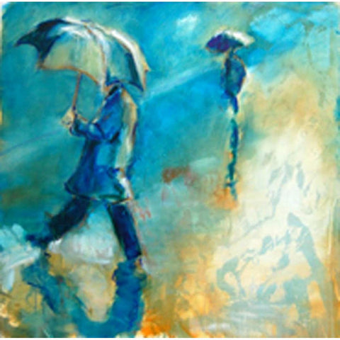 Rain Black Modern Wood Framed Art Print with Double Matting by Hoffman, Kate