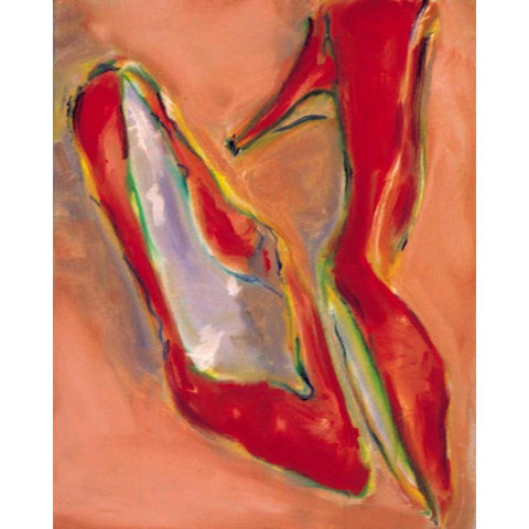 Red Shoes Gold Ornate Wood Framed Art Print with Double Matting by Hoffman, Kate