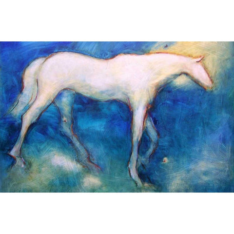 White Horse 3 Black Modern Wood Framed Art Print with Double Matting by Hoffman, Kate