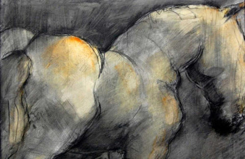 Dark Horse White Modern Wood Framed Art Print with Double Matting by Hoffman, Kate