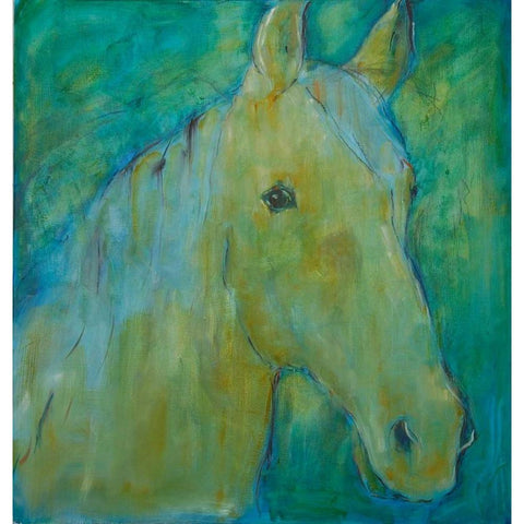 Horse Green Black Modern Wood Framed Art Print with Double Matting by Hoffman, Kate