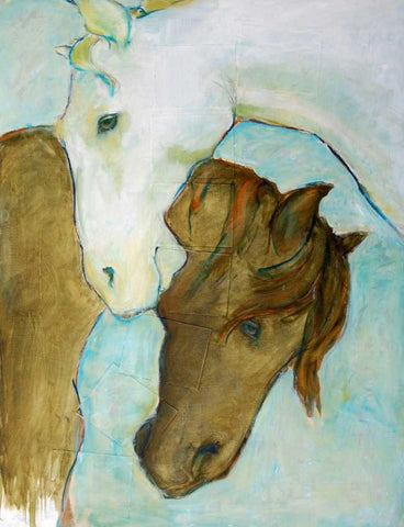 Amigos Black Ornate Wood Framed Art Print with Double Matting by Hoffman, Kate