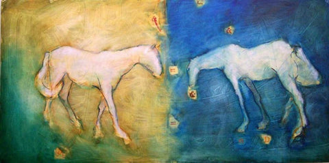 1 Plus 1 White Modern Wood Framed Art Print with Double Matting by Hoffman, Kate