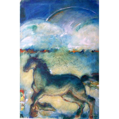 Horse in the Clouds Black Modern Wood Framed Art Print by Hoffman, Kate