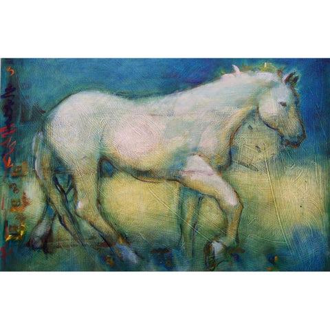White Horse 1 White Modern Wood Framed Art Print by Hoffman, Kate