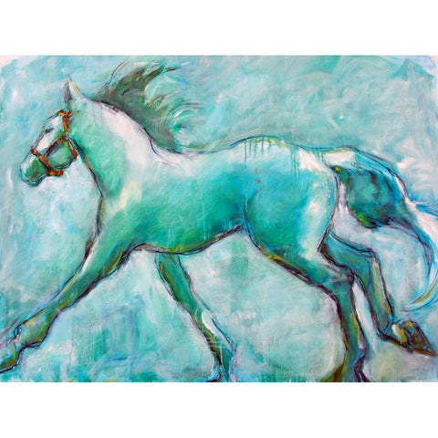 Running Horse Black Modern Wood Framed Art Print with Double Matting by Hoffman, Kate