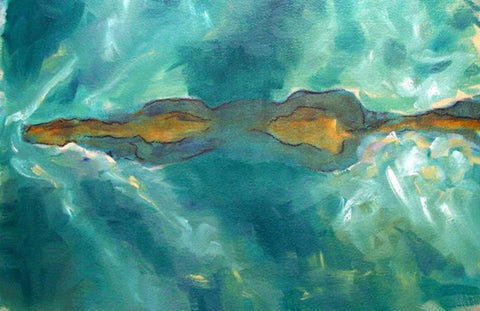 Horse Swimming White Modern Wood Framed Art Print with Double Matting by Hoffman, Kate