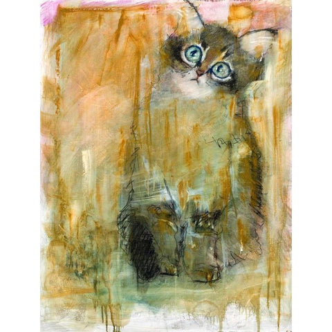 Kitty Black Modern Wood Framed Art Print with Double Matting by Hoffman, Kate