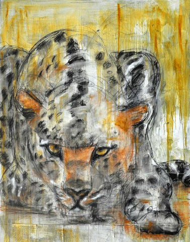 Big Cat White Modern Wood Framed Art Print with Double Matting by Hoffman, Kate