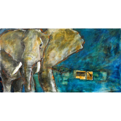 Elephant 2 White Modern Wood Framed Art Print by Hoffman, Kate