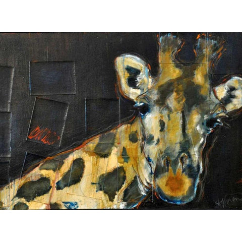 Giraffe Black Modern Wood Framed Art Print with Double Matting by Hoffman, Kate